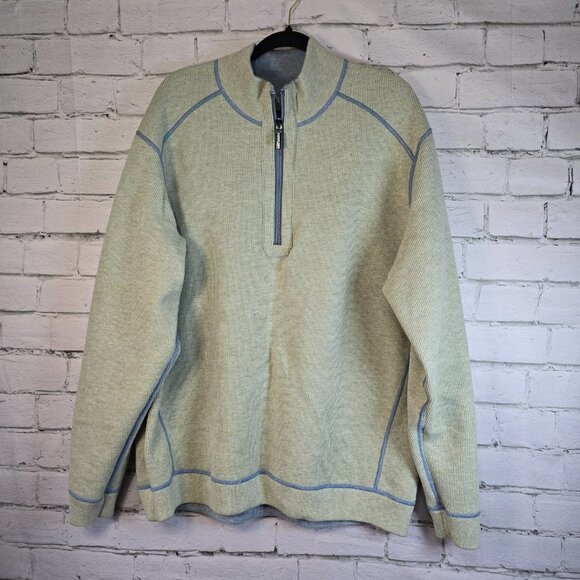TOMMY BAHAMA 1/4 ZIP PULLOVER MENS LIGHT BLUE REVERSIBLE SIZE XXL EUC - Picture 5 of 5